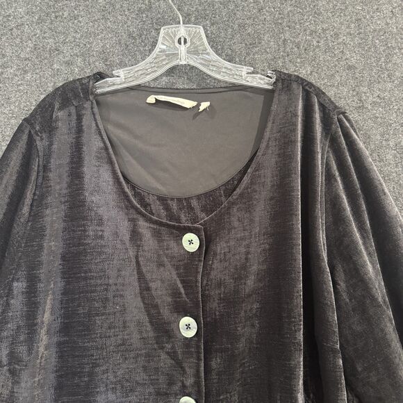 Soft Surroundings Jacket Women's 3X Black Button Front Velvet Textured Top Plus - Picture 2 of 7